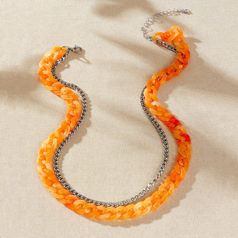 

Chunky Chain Layered Necklace, Multicolor