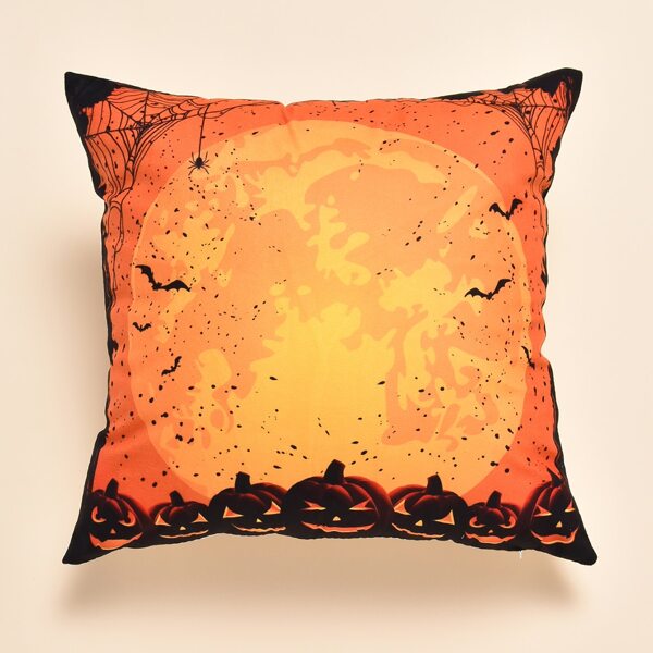 

Halloween Pumpkin Print Cushion Cover Without Filler, Multicolor