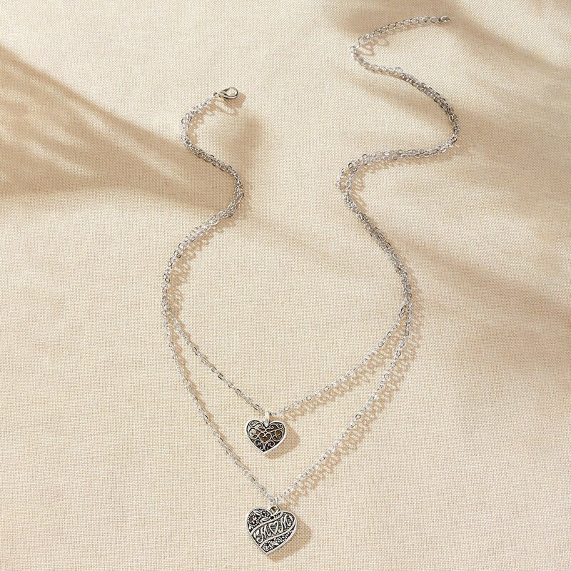 

Heart Layered Necklace, Silver