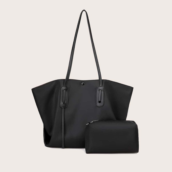 

Minimalist Tote Bag With Inner Pouch, Black