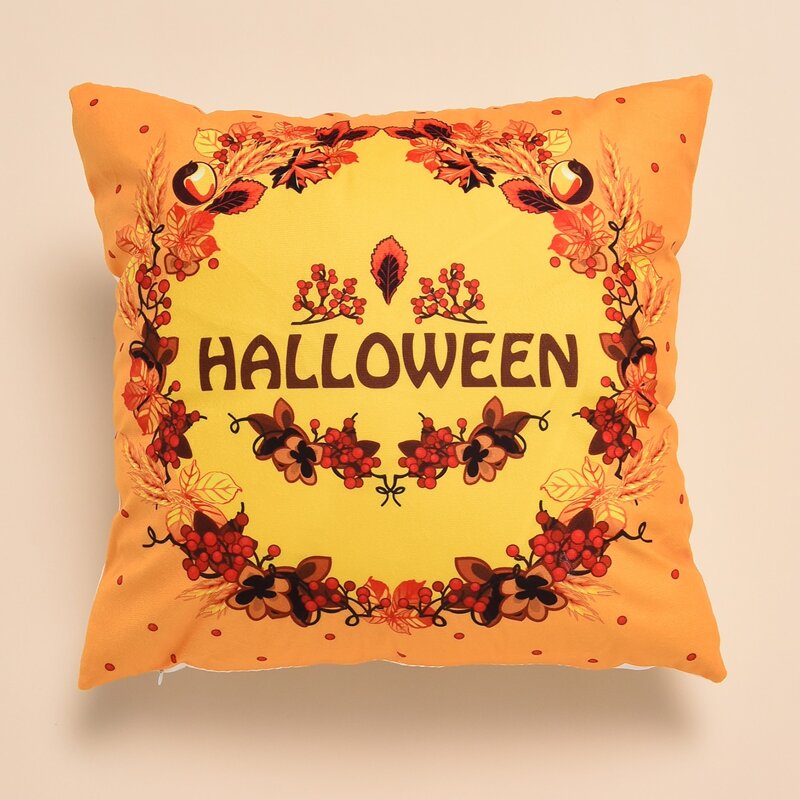 

Halloween Flower Print Cushion Cover Without Filler, Multicolor