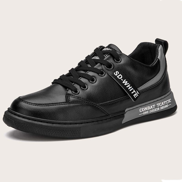 

Men Lace-up Front Low Top Sneakers, Black