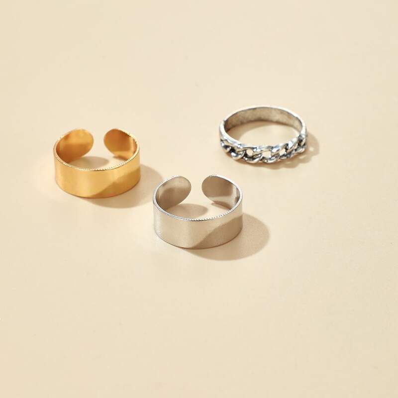 

3pcs Chain Ring, Multicolor