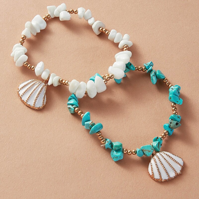 

2pcs Shell Anklet, Multicolor