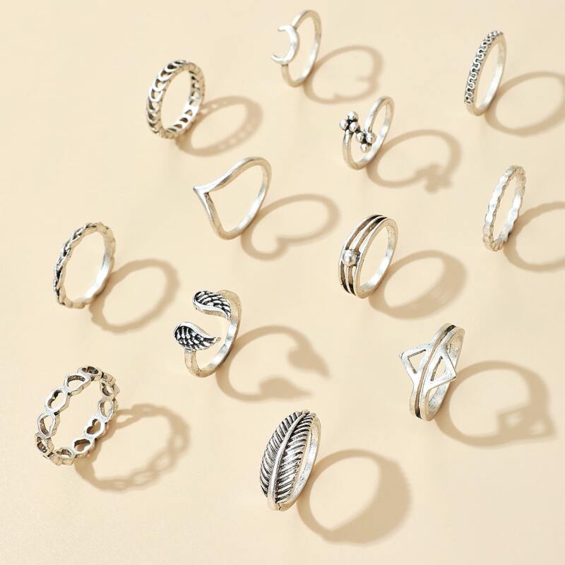 

12pcs Geo Ring, Silver