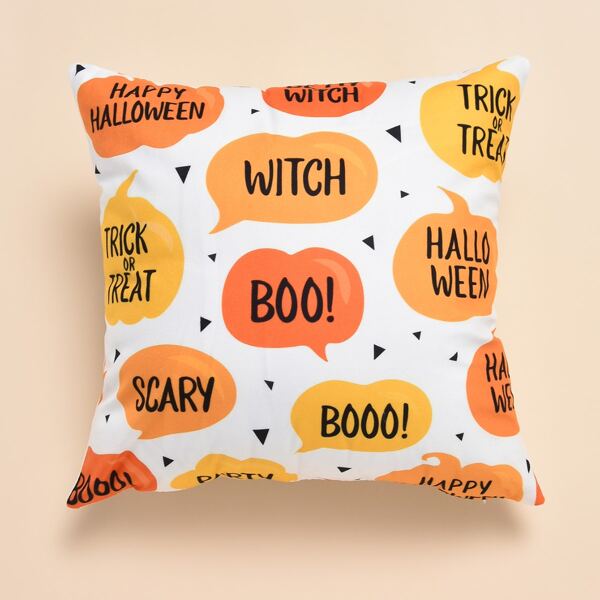 

Halloween Letter Graphic Cushion Cover Without Filler, Multicolor