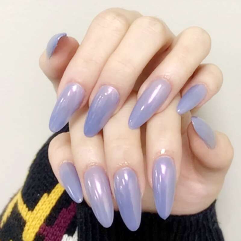 

24pcs Fake Nail & 1sheet Tape, Purple