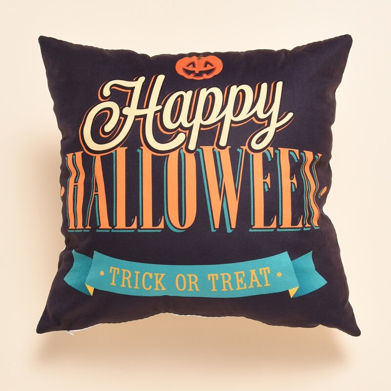 

Halloween Slogan Graphic Cushion Cover Without Filler, Multicolor