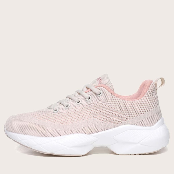 

Lace-up Front Knit Chunky Sneakers, Pink
