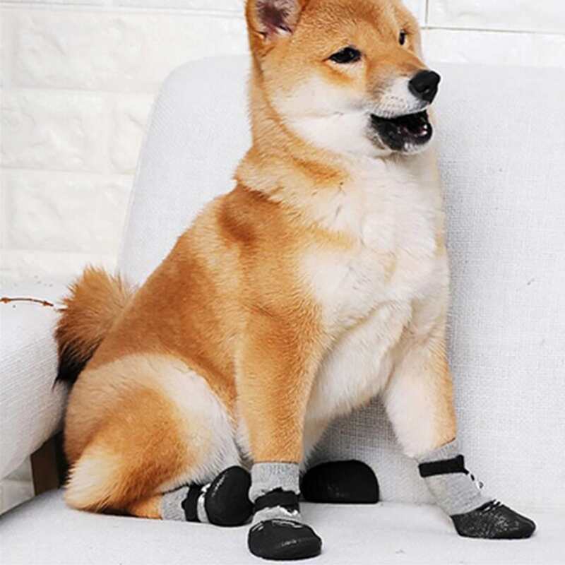 

4pcs Dog Cartoon Sock, Black