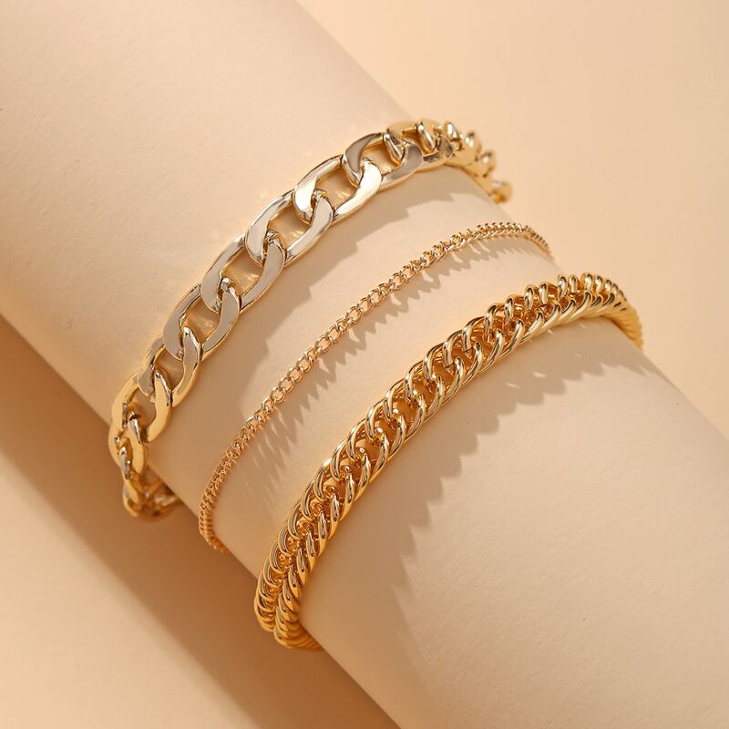 

3pcs Simple Chain Anklet, Gold