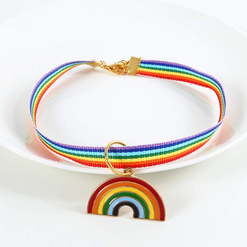 

1pc Cat Rainbow Striped Collar, Multicolor