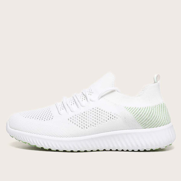 

Lace-up Decor Low Top Knit Sneakers, Green