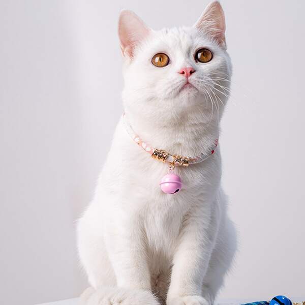 

1pc Bell Charm Cat Necklace, Pink