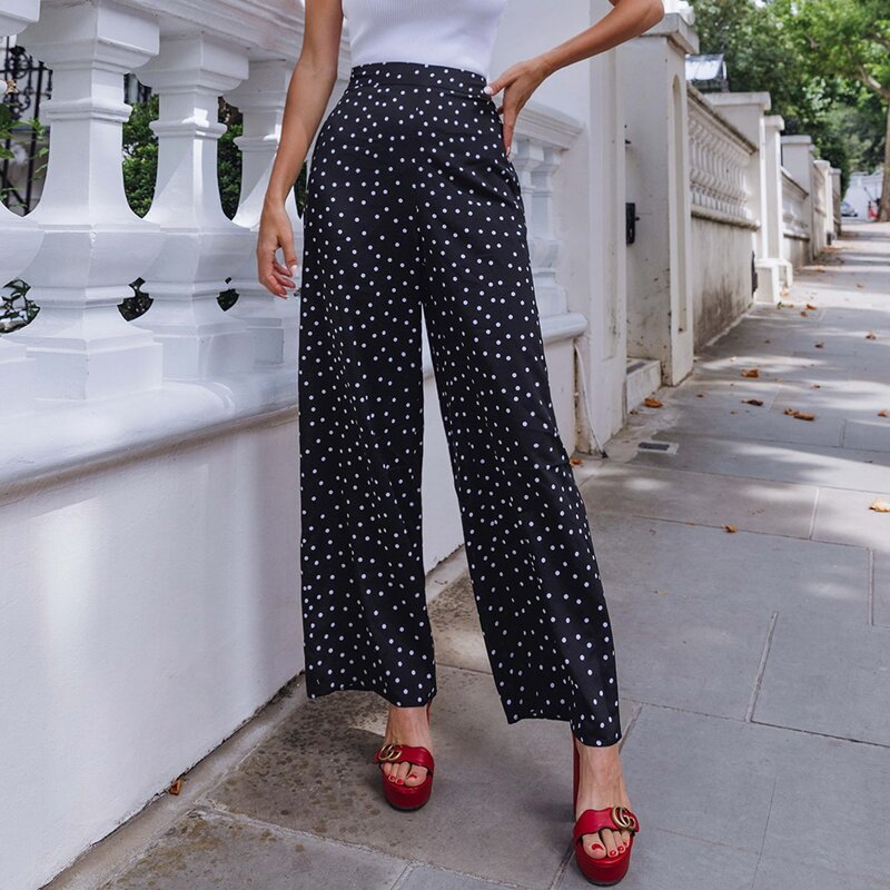 

Slant Pocket Polka Dot Pants, Black