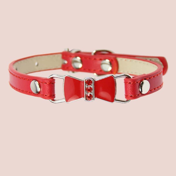 

1pc Rhinestone Decor Dog Collar, Red