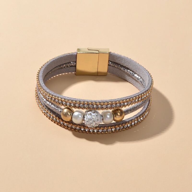 

Rhinestone Decor Layered Bracelet, Grey