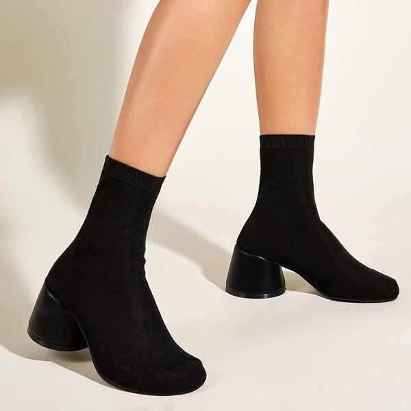 

Minimalist Knit Sock Boots, Black