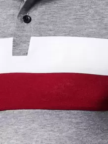 Manfinity Homme 男士拼色polo襯衫 - 酒紅色 - 查看 6