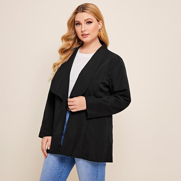 

Plus Solid Shawl Collar Blazer, Black