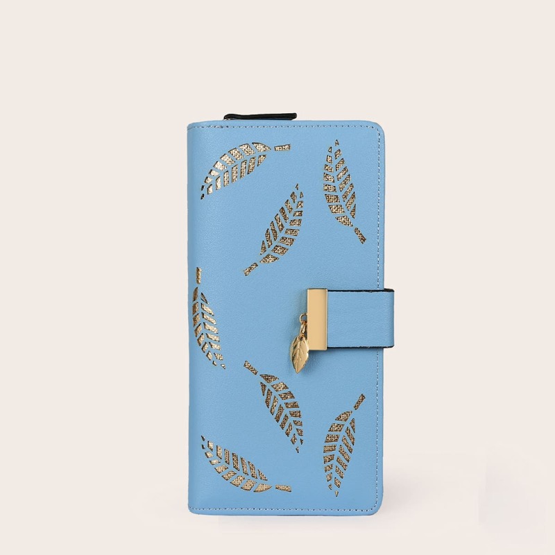 

Leaf Graphic Long Purse, Blue