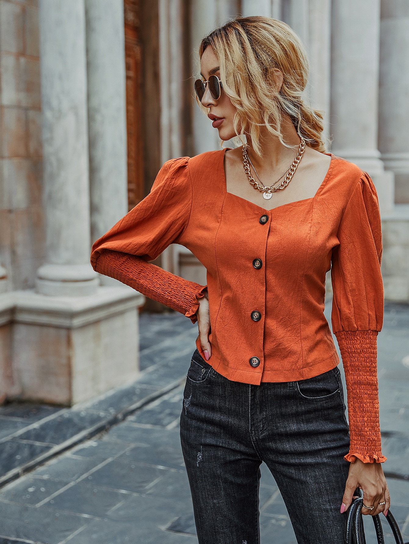 MANOF】MUTTON SLEEVE BLOUSE マノフ MANOF マトン スリーブ ブラウス