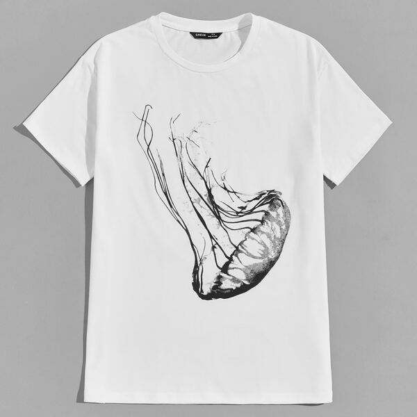 

Men Jellyfish Print Tee, White