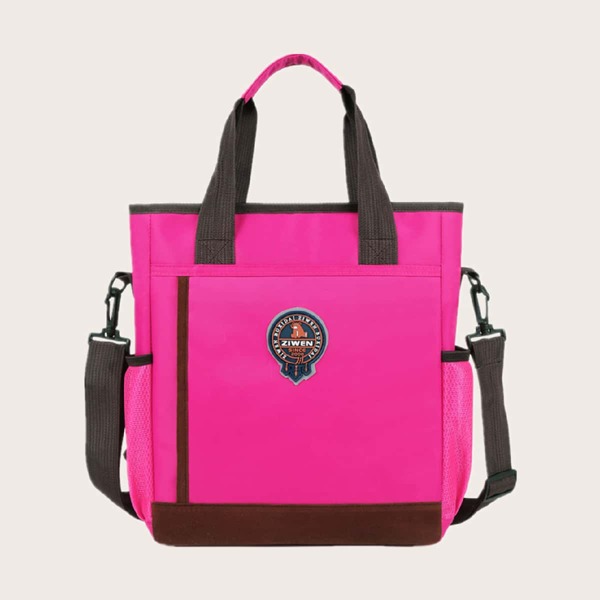 

Girls Two Tone Large Capacity Satchel Bag, Hot pink