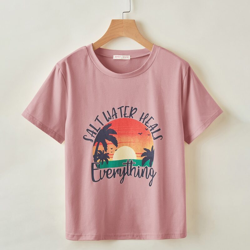 

Tropical Graphic Tee, Dusty pink