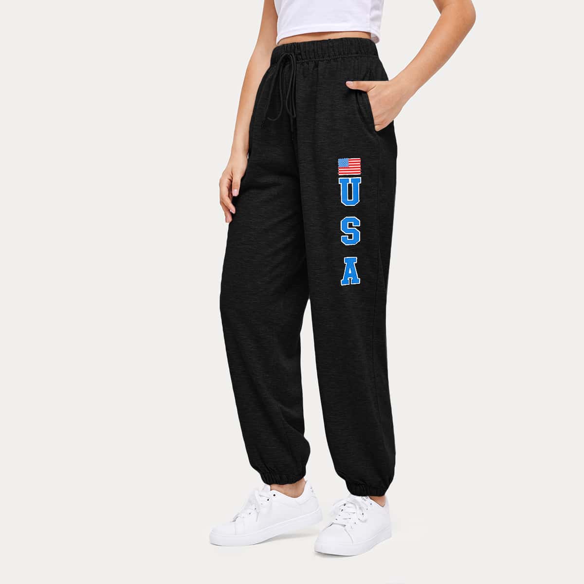 

American Flag Graphic Sweatpants, Black