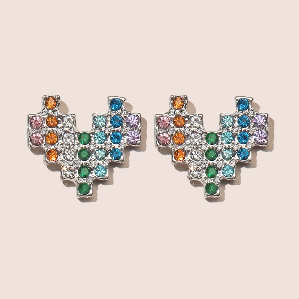 

Heart Shaped Stud Earrings, Multicolor