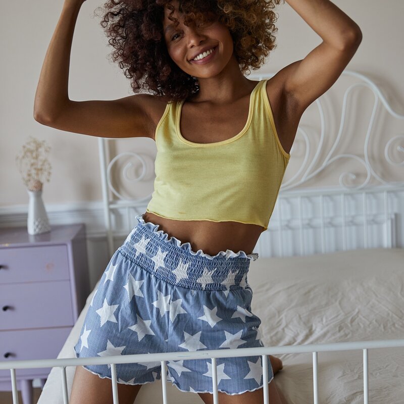 

Stripe & Star Print Shorts PJ Set, Multicolor