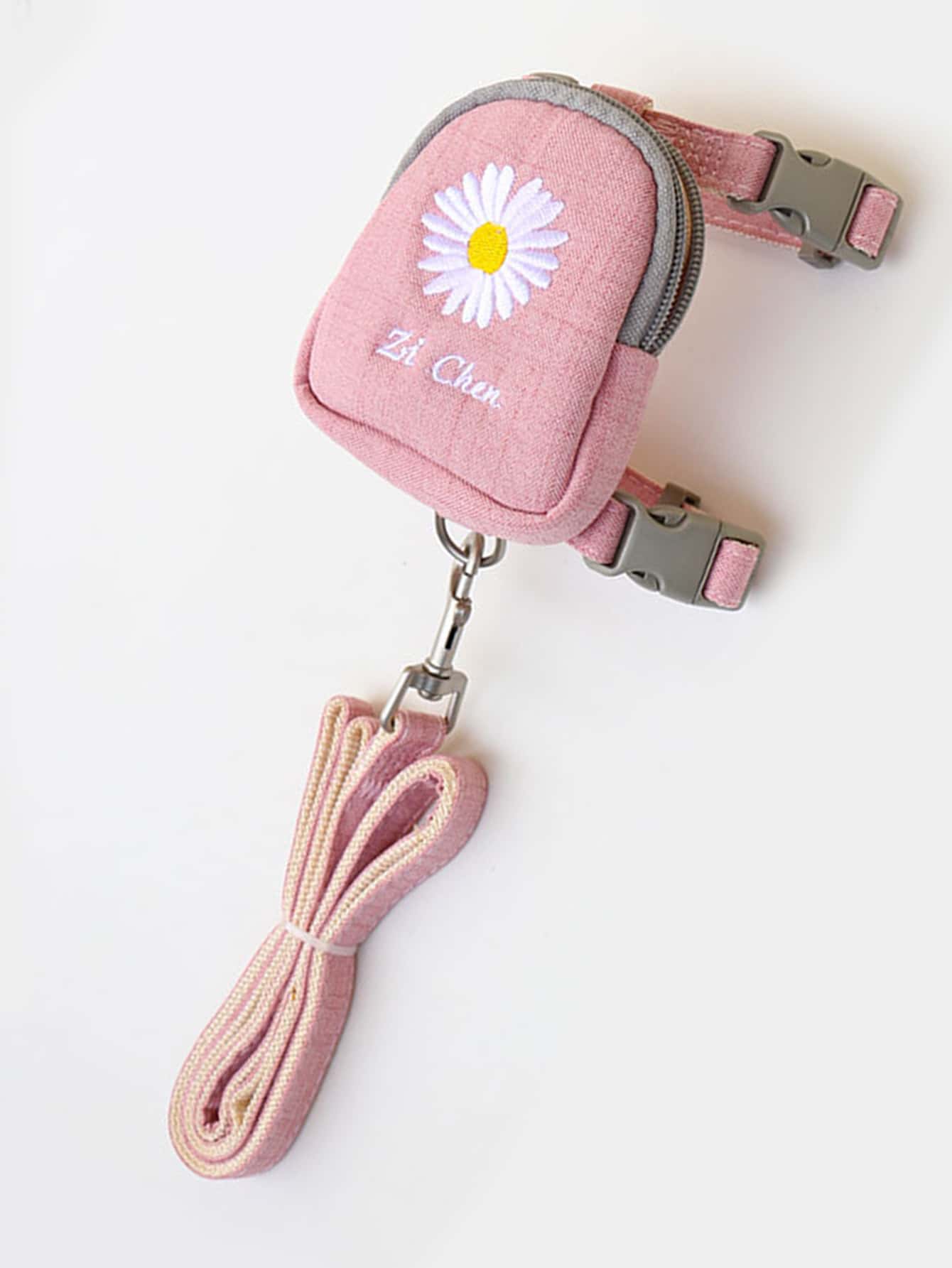 1pc Dog Daisy Embroidery Mini Bag Decor Harness & 1pc Leash