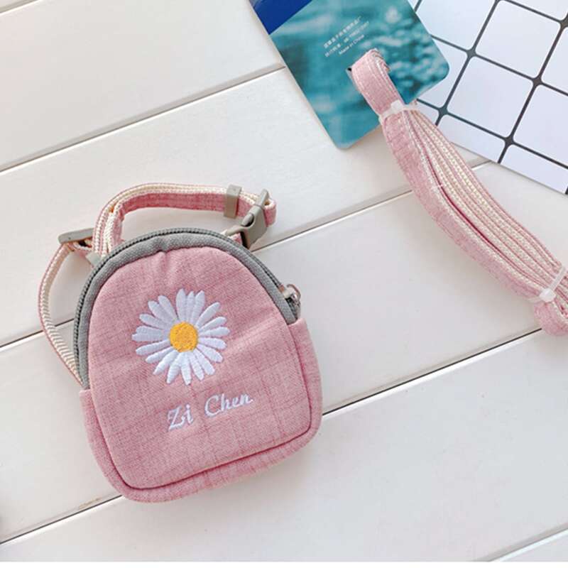 

1pc Dog Daisy Embroidery Mini Bag Decor Harness & 1pc Leash, Pink