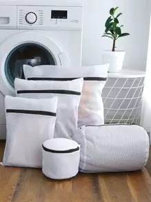 5 chiếc túi giặt máy giặt, túi giặt lưới mịn, túi đựng đồ lót cỡ lớn, mùa xuân, tối giản, áo mùa hè - trắng - Xem 1