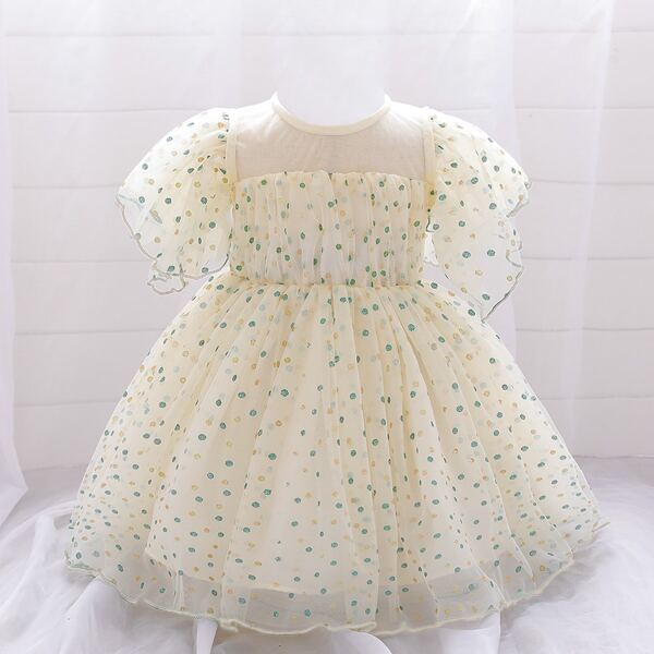 

Toddler Girls Dobby Mesh Zipper Back Gown Dress, Champagne