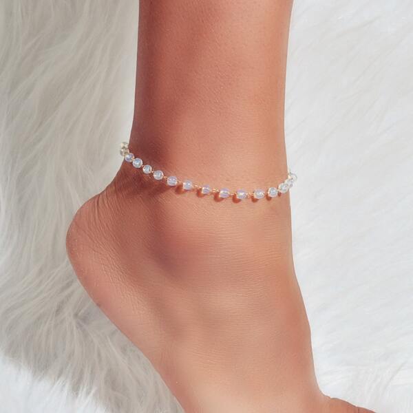 

Round Bead Decor Anklet, Gold