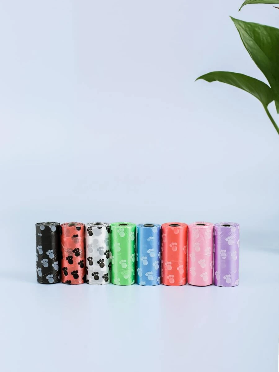 8pcs/Roll Dog Waste Pickup Bags Of -Friendly Material, Each Roll Contains 15 Bags, Single Bag Size 36*31cm, Color Random - Multicolor - View 1