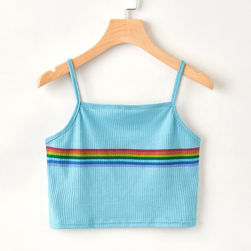 

Rainbow Striped Cami, Dusty blue