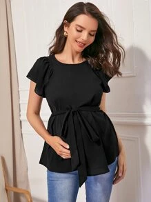 SHEIN 孕婦裝蝴蝶袖腰帶上衣