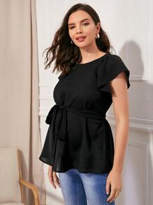 SHEIN 孕婦裝蝴蝶袖腰帶上衣