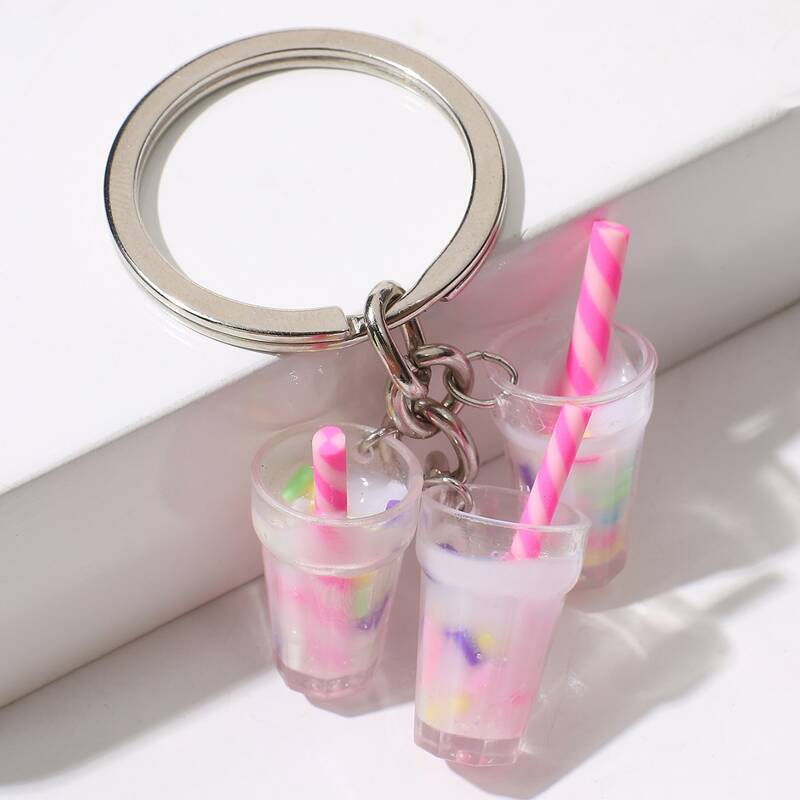 

Milk Tea Charm Keychain, Multicolor