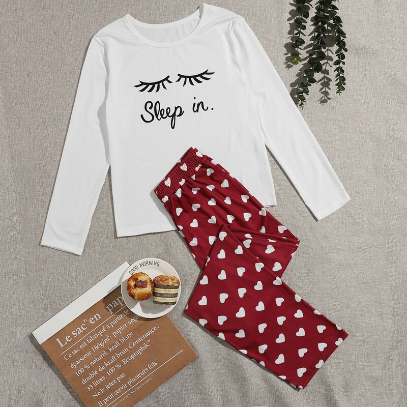 

Eye Print Tee & Heart Pants PJ Set, Multicolor