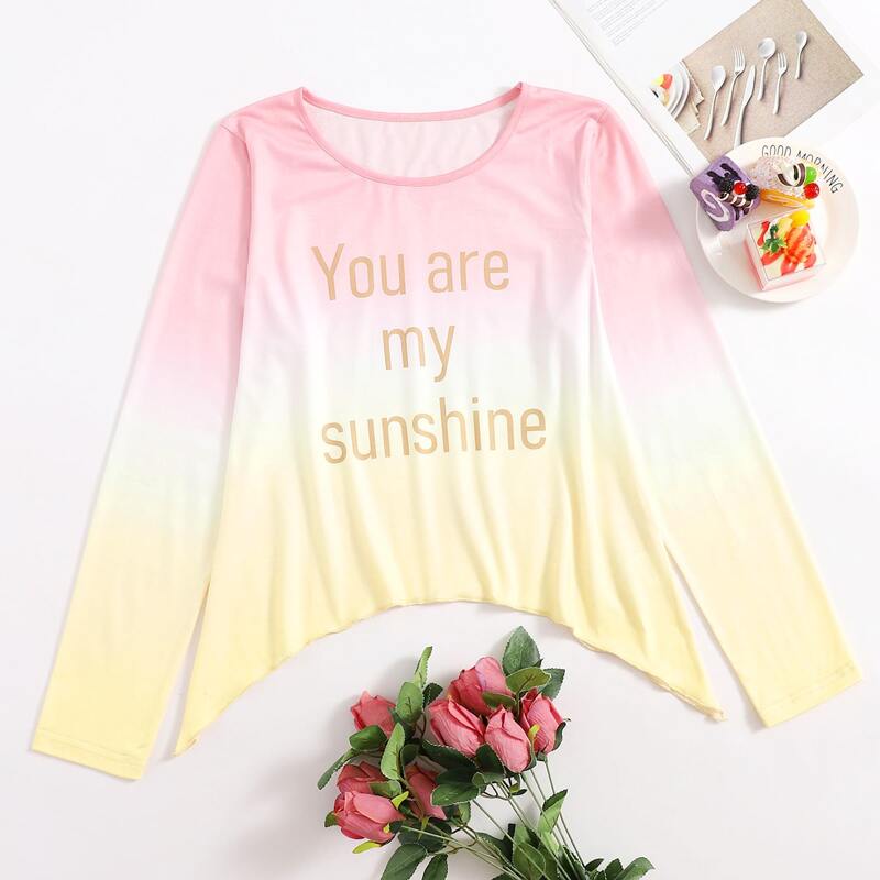

Slogan Graphic Ombre Sleep Tee, Multicolor