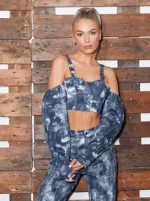 SHEINNeu Casual Tie dye Blouse Voorpand met Knoopjes - Donker blauw - Bekijken 3