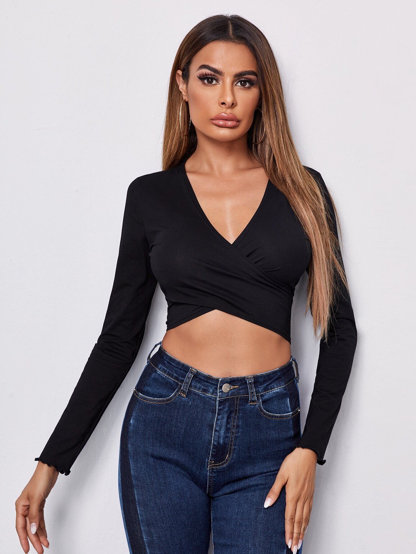 Cross Wrap Front Tie Back Crop Top thumbnail