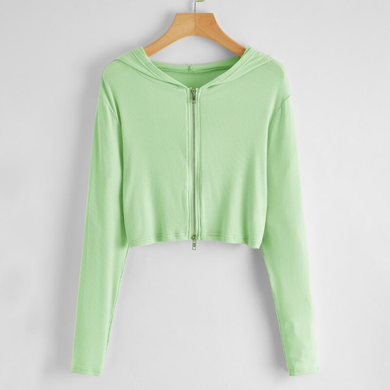 

Zipper Hooded Jacket, Lime green