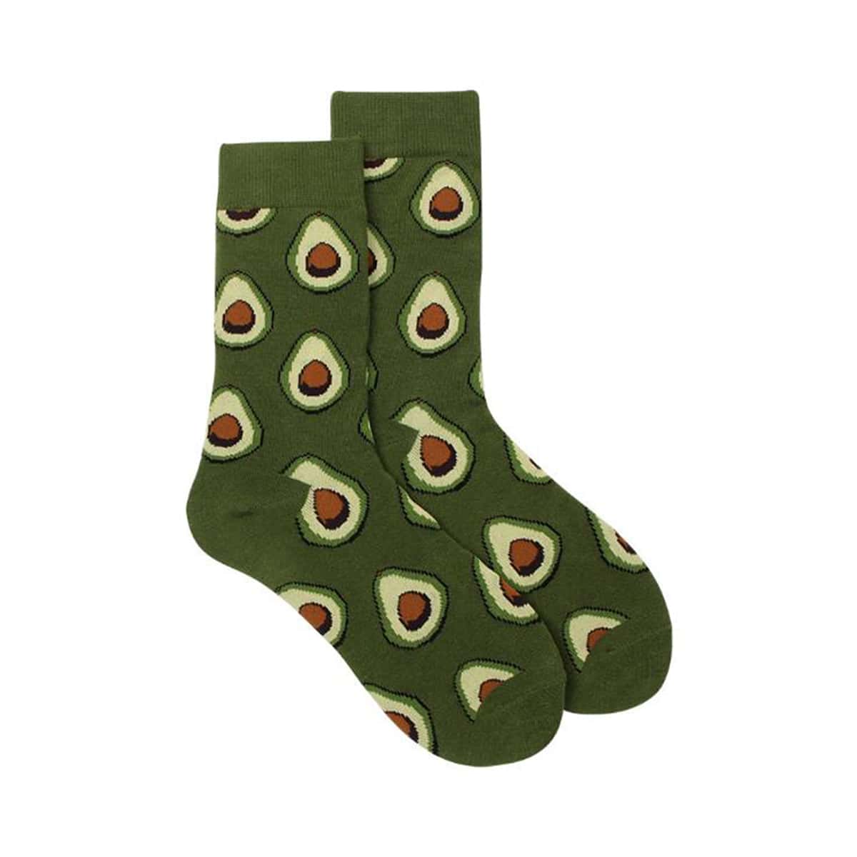 

2pairs Avocado Print Socks, Green