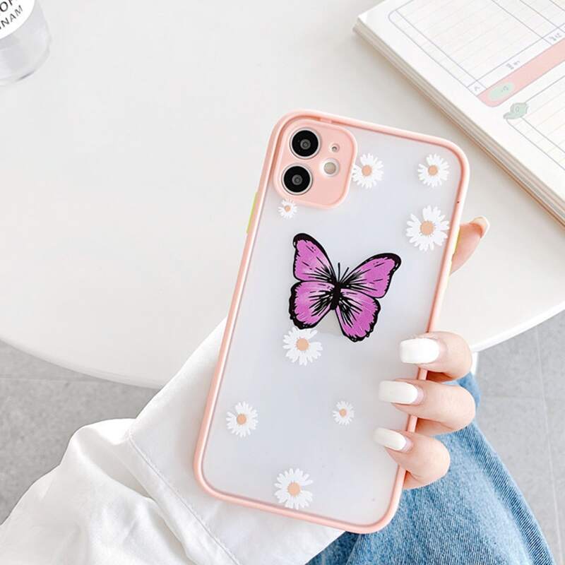

Butterfly & Daisy Pattern iPhone Case, Pink
