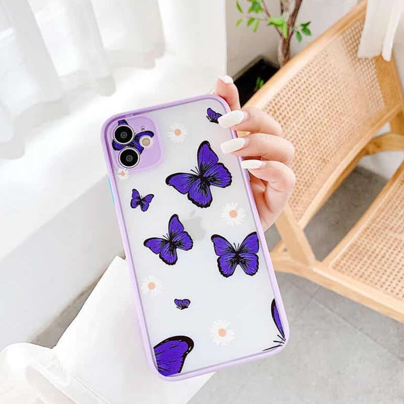 

Butterfly & Daisy Pattern iPhone Case, Purple